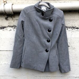 Gray winter coat with black buttons size small